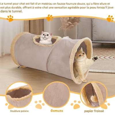 ZooVenture Tunnel chat pliable pour chats et lapins