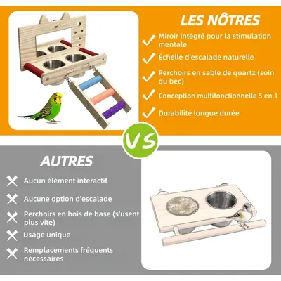 Jouet à Miroir Anti-Morsure avec Perchoir pour Oiseau