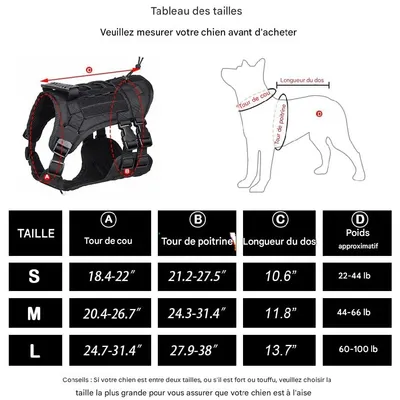 ZooVenture Harnais Tactique pour Chiens Noir