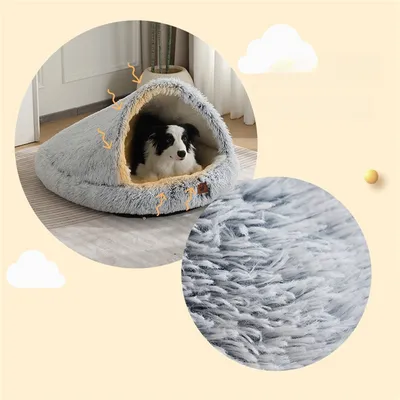 IntiMeg Nid en forme de coquille pour chien et chat, chauffant en hiver