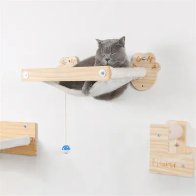 IntiMeg Lit en peluche à fixation murale pour chat