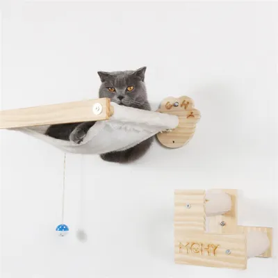 IntiMeg Lit en peluche à fixation murale pour chat