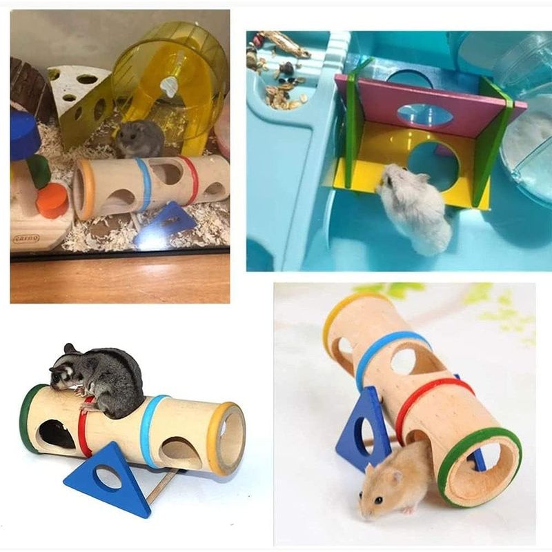 ZooVenture Tunnel à bascule en bois jouet pour hamster