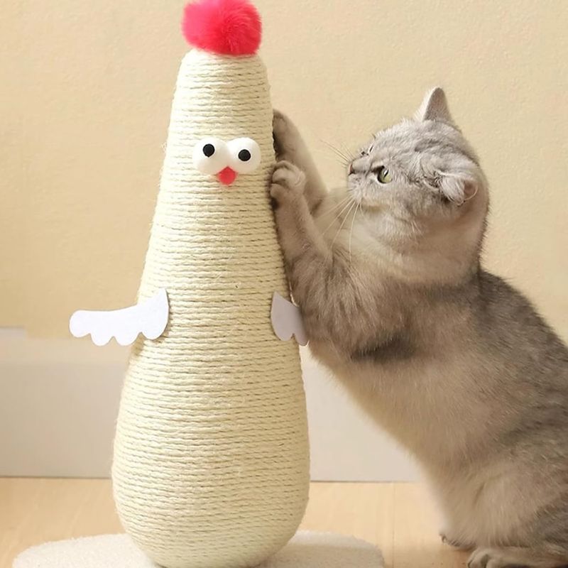 PetTribes Arbre à chat design « poussin » en sisal naturel