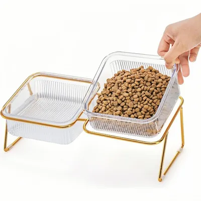 ZooVenture Juego de comederos elevados inclinados para gatos