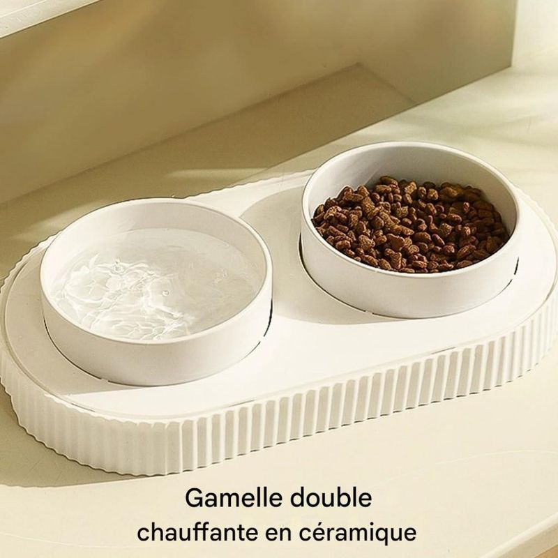 ZooVenture Double USB Chauffante Gamelle en Céramique pour chat et chien