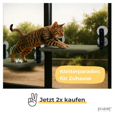 PiuPet® Katzenfensterliege I schwebend I Katzenbett bis 20 kg I Saugnäpfe