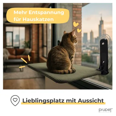 PiuPet® Katzenfensterliege I schwebend I Katzenbett bis 20 kg I Saugnäpfe