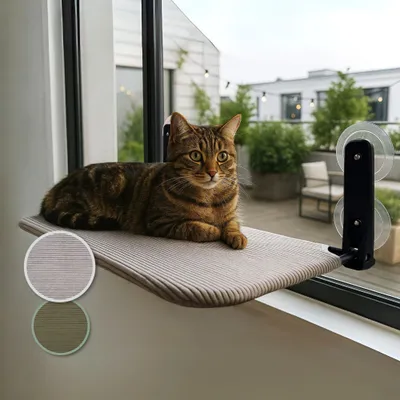 PiuPet® Katzenfensterliege I schwebend I Katzenbett bis 20 kg I Saugnäpfe