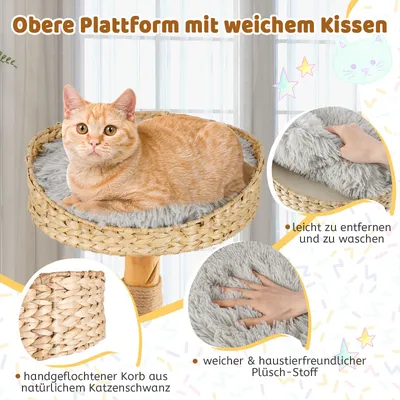 Giantex 5-Ebenen Massivholz-Kratzbaum Mit Plattform & 2 Jute-Kratzflächen Giantex 5-Ebenen Massivholz-Kratzbaum Mit Plattform & 2 Jute-Kratzflächen