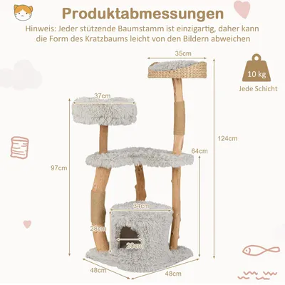 Giantex 5-Ebenen Massivholz-Kratzbaum Mit Plattform & 2 Jute-Kratzflächen Giantex 5-Ebenen Massivholz-Kratzbaum Mit Plattform & 2 Jute-Kratzflächen