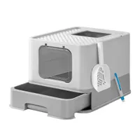 Feandrea Bac à Litière Fermé pour Chat, Pelle, Brosse, pour Grand Chat