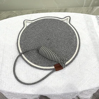 Griffoir pour chat en corde de coton, avec poisson en peluche