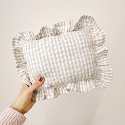UAMLY Cojín con estampado de gato y cuadros