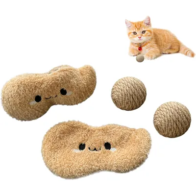 Jouet pour chat en forme de cacahuète, avec des boules de sisal