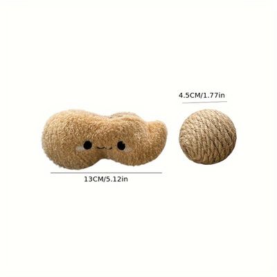 Jouet pour chat en forme de cacahuète, avec des boules de sisal