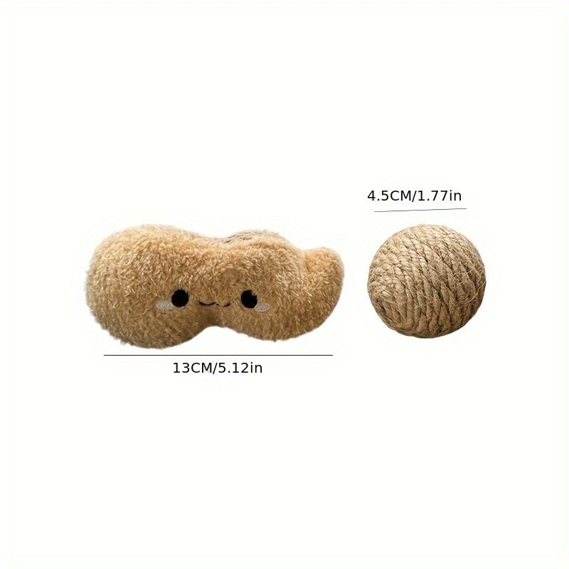 Jouet pour chat en forme de cacahuète, avec des boules de sisal