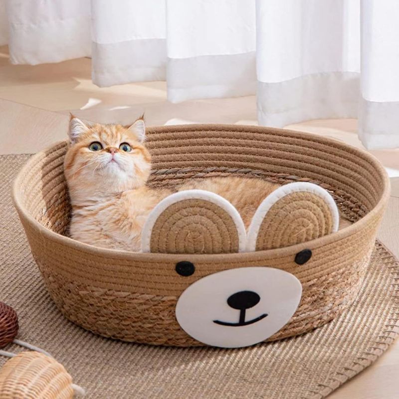 Lit pour chat en corde de rotin avec coussin