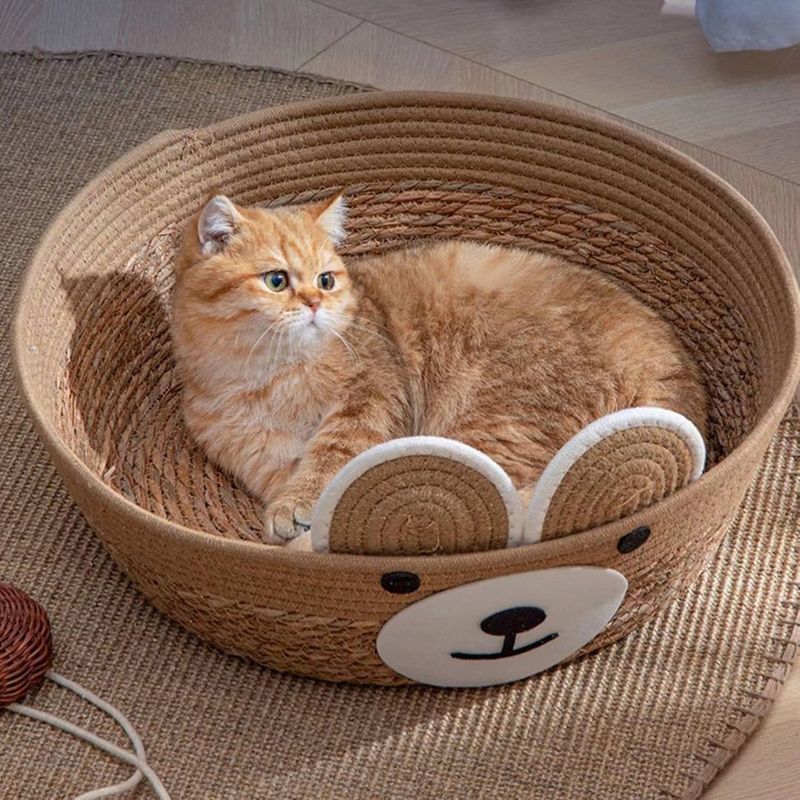Lit pour chat en corde de rotin avec coussin
