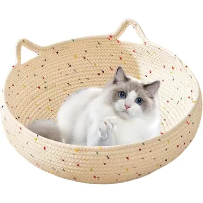 Lit tissé pour chat, panier rond pour chaton