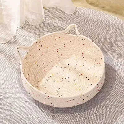 Lit tissé pour chat, panier rond pour chaton