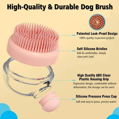 Brosse de bain pour chien avec distributeur de savon