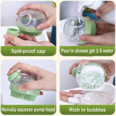 Brosse de bain pour chien avec distributeur de savon