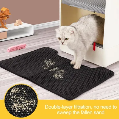 UAMLY Alfombrilla filtrante de doble capa para arena de gatos