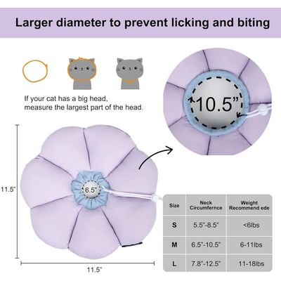 Collier conique pour chat, fleur violette