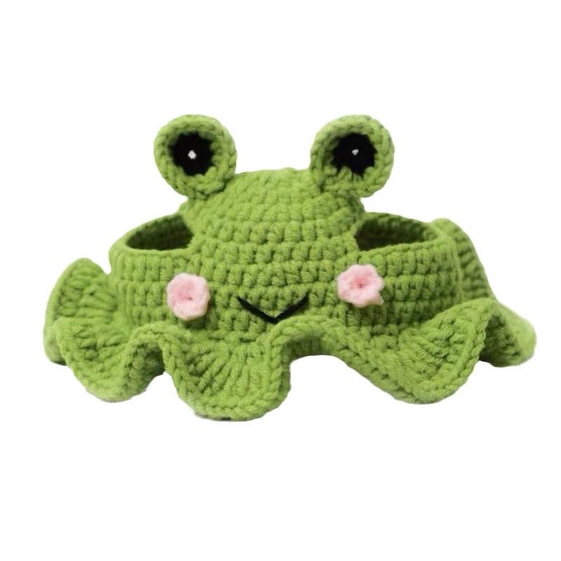 Bonnet tricoté en forme de grenouille pour animaux