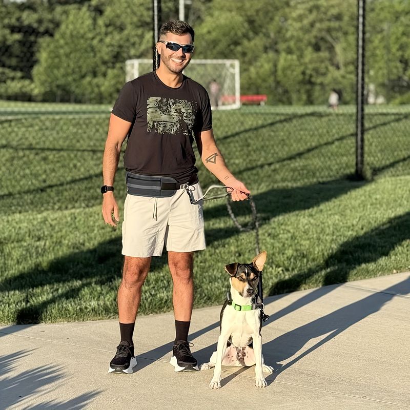 Laisse pour chien mains libres avec pochette zippée et sac banane