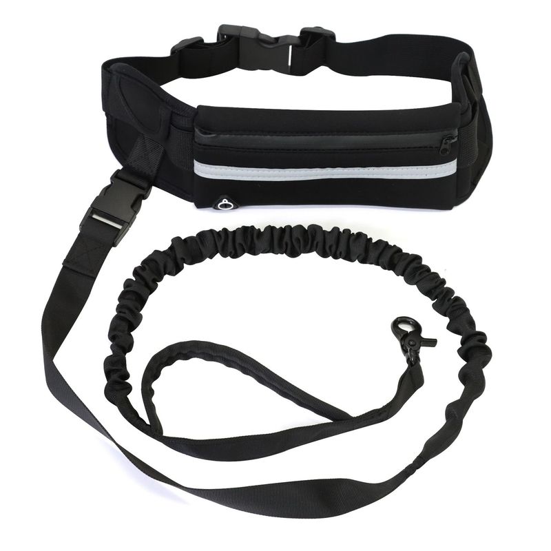 Laisse pour chien mains libres avec pochette zippée et sac banane