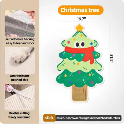 Tapis griffoir mural pour chat en forme d'arbre de Noël