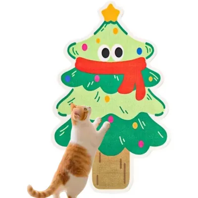 Tapis griffoir mural pour chat en forme d'arbre de Noël Tapis griffoir mural pour chat en forme d'arbre de Noël