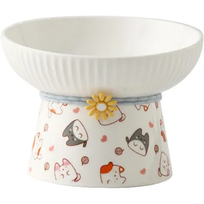 Gamelle inclinée surélevée en céramique pour chat (Chat de dessin animé)
