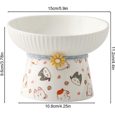 Gamelle inclinée surélevée en céramique pour chat (Chat de dessin animé)