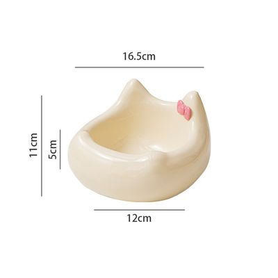 Gamelle en céramique pour chat - Motif tête de chat avec nœud