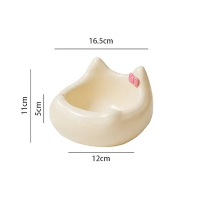 Gamelle en céramique pour chat - Motif tête de chat avec nœud