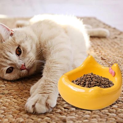 UAMLY Cuenco de cerámica para gatos - Diseño de cabeza de gato con lazo