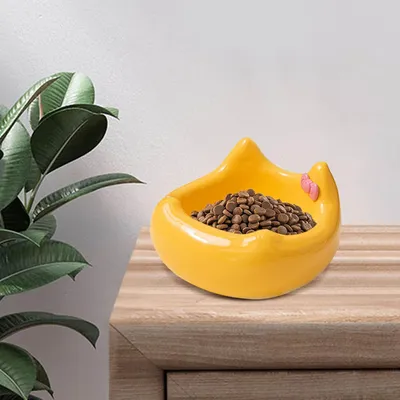 Gamelle en céramique pour chat - Motif tête de chat avec nœud