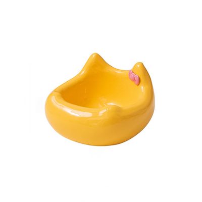 Gamelle en céramique pour chat - Motif tête de chat avec nœud