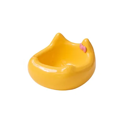 Gamelle en céramique pour chat - Motif tête de chat avec nœud