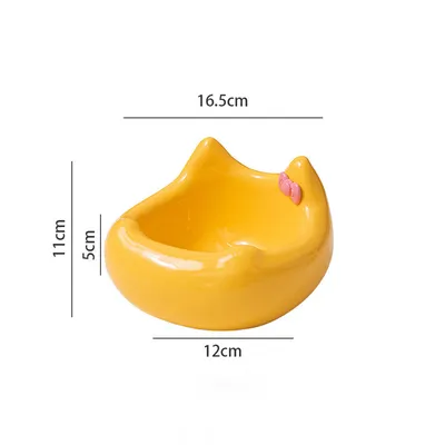 Gamelle en céramique pour chat - Motif tête de chat avec nœud