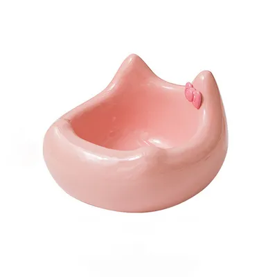 Gamelle en céramique pour chat - Motif tête de chat avec nœud