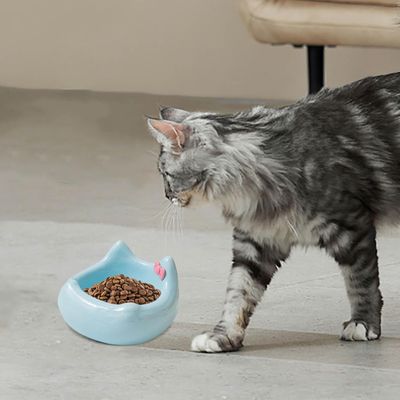 Gamelle en céramique pour chat - Motif tête de chat avec nœud