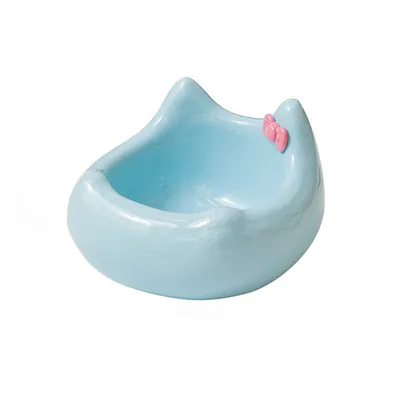 Gamelle en céramique pour chat - Motif tête de chat avec nœud