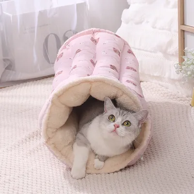 Tapis de couchage chaud pour chat, tunnel pour chat