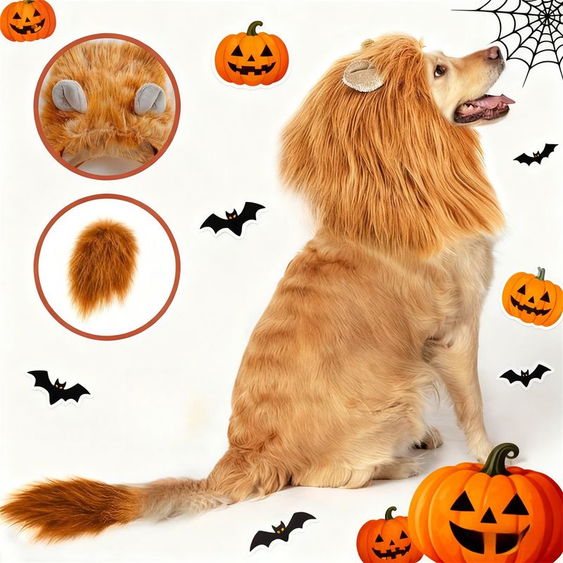 Halloween: Löwenkostüm mit Mähne und Ohren für Hunde