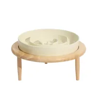 KPYTE Comedero para perros Slow Food con soporte de madera