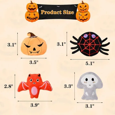 ZooVenture Set 8 Peluches Halloween - Citrouille, Araignée, Chauve-souris